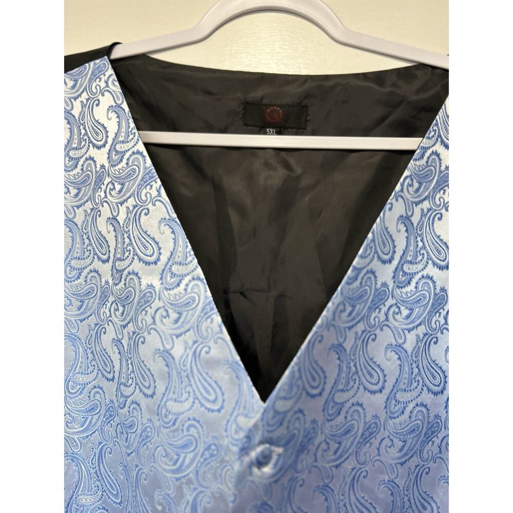 Brand Q Suit Vest Wedding Formal Men's 5XL Blue Paisley Tuxedo Groomsmen Party - Picture 2 of 8